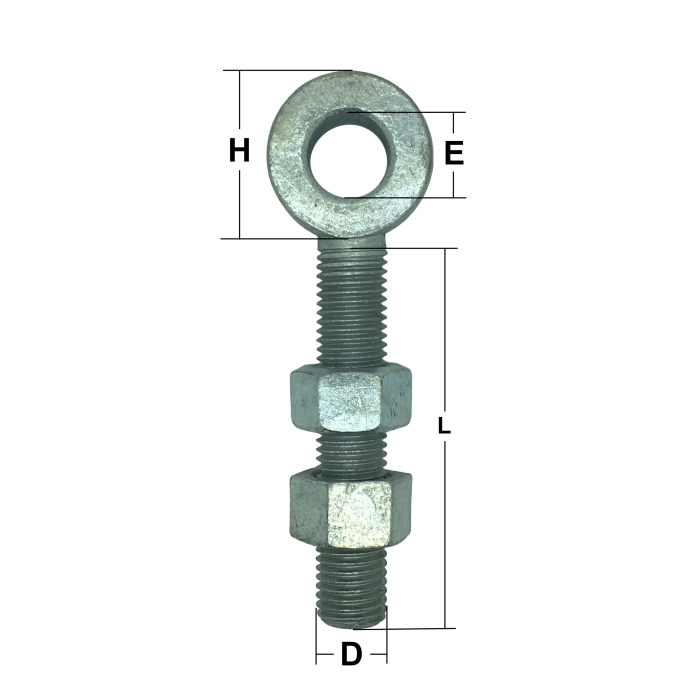 M12 x 150mm Zinc Plated Gate Eye Bolt