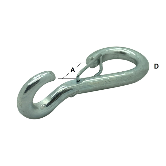 3 1/2″ Zinc Plated Spring Hook to Crue with Wire Catch