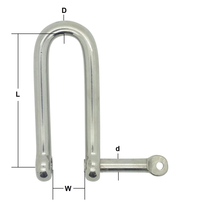 Stainless Steel Captive Pin Long Dee Shackles