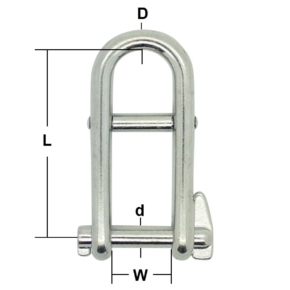 Stainless Steel Double Bar Long Flat Dee Shackles with Locking Pin