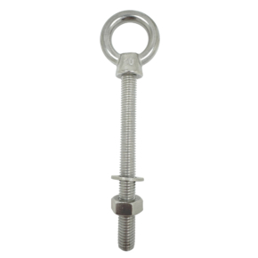 Stainless Steel Long Shank Eye Bolts (with Nut & Washer)