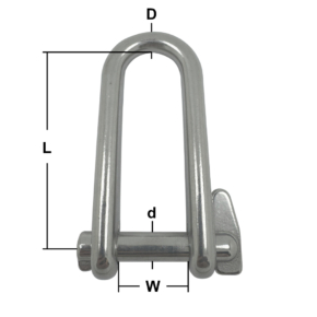 Stainless Steel Long Flat Dee Shackles with Locking Pin