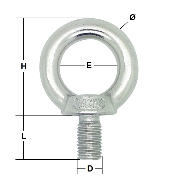 Stainless Steel Untested Eye Bolts – Generally to DIN 580